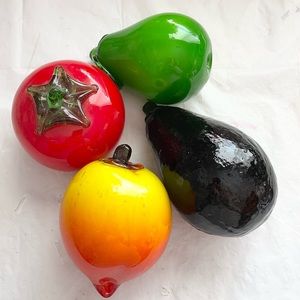Glass Art Fruit and Veggie Set of 4